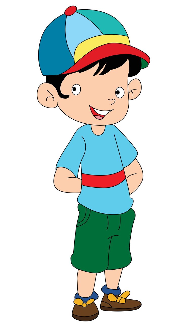 वेक्टर cute boy standing with hands behind his back