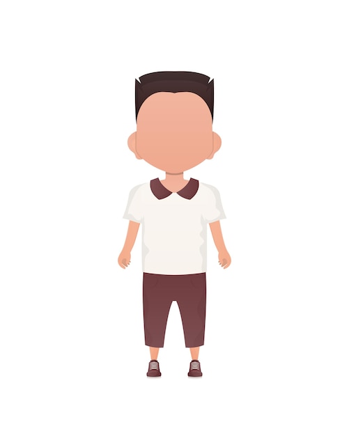 Cute boy stands in full growth Isolated Cartoon style