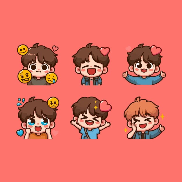 Vector cute boy stickers