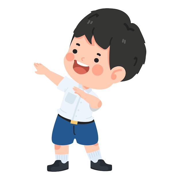 Cute boy student Dabbing Dance cartoon