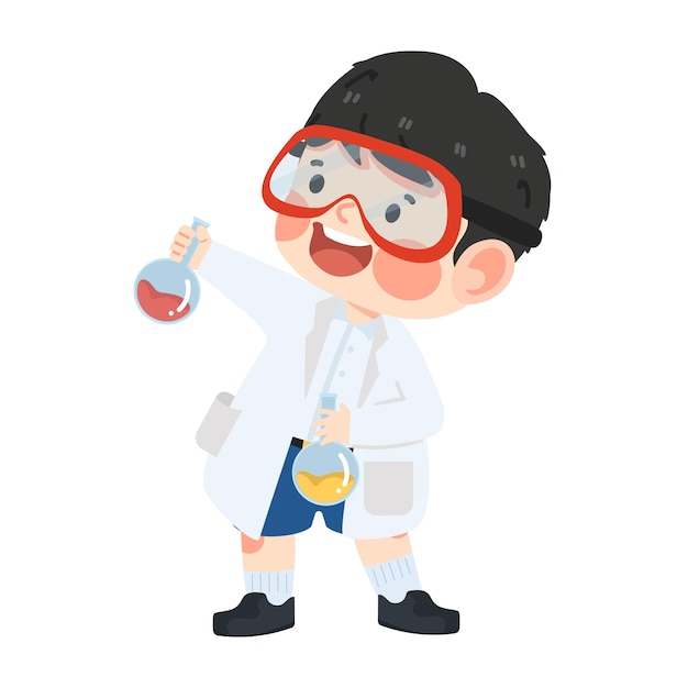 Cute boy student Scientist kid