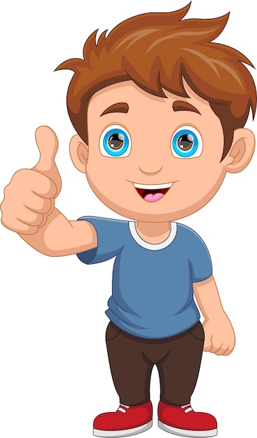 cute boy thumbs up cartoon