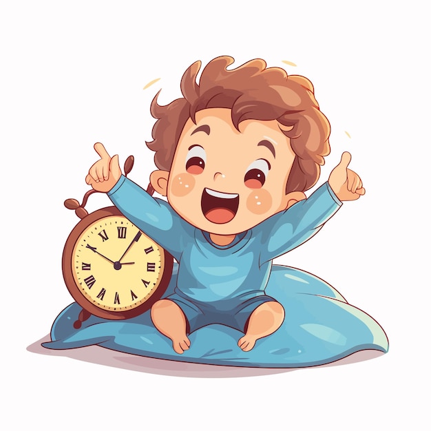 Cute_Boy_Waking_Up_Preschool_Kid_Daily_Routine_Activity