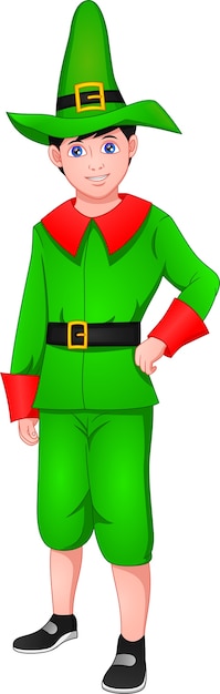 Vector cute boy wearing elf costume