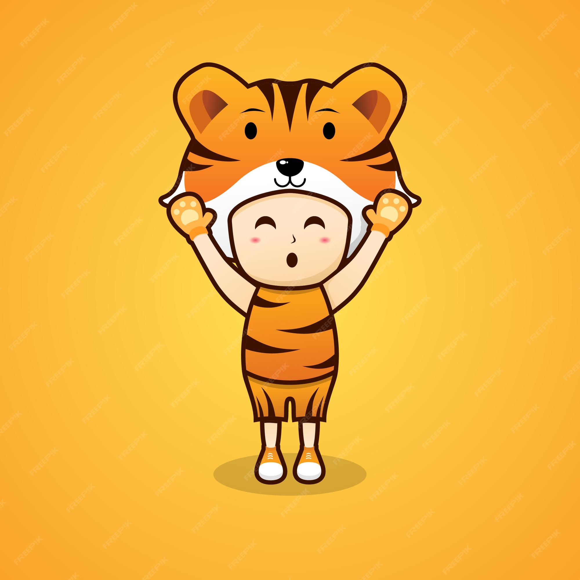 Premium Vector | Cute boy wearing tiger costume Premium Vector | Cute boy wearing tiger costume