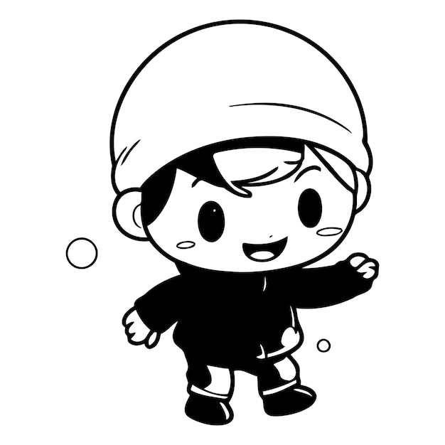 Cute boy in winter clothes playing snowballs