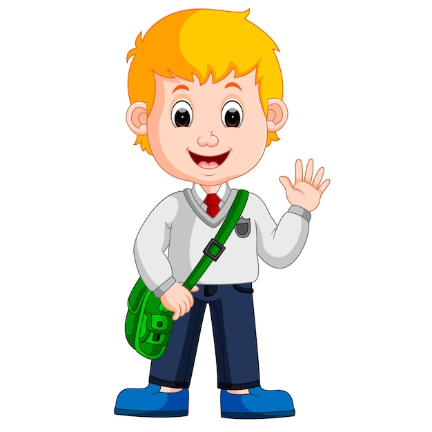 Cute boy with backpack cartoon