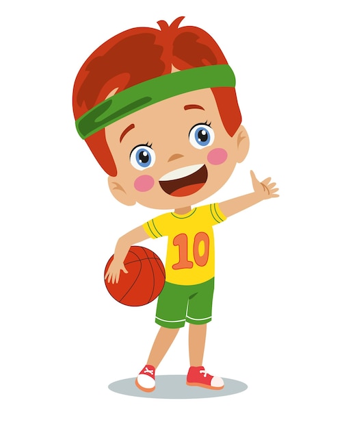 Cute Boy With Basketball Ball And Sportsman