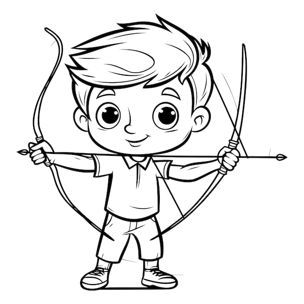 Cute Boy with Bow and Arrow Cartoon Mascot Illustration