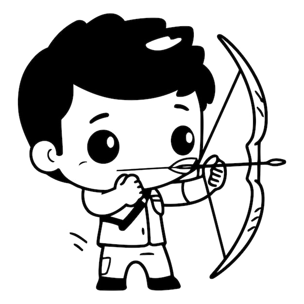 Vector cute boy with bow and arrow cute boy cartoon vector illustration