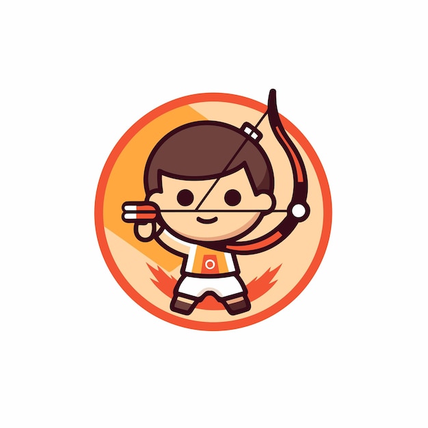 Cute boy with bow and arrow icon Cartoon vector illustration