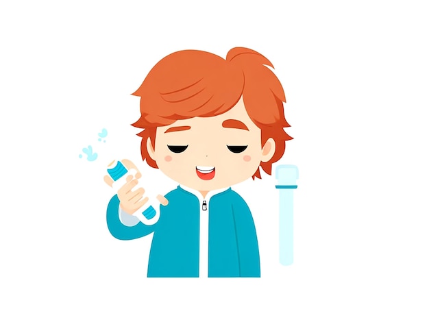 Vector cute boy with flu disease and treatment flat cartoon vector illustration isolated ai_generated