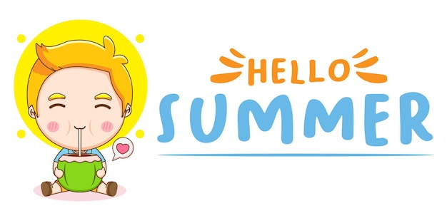 Cute boy with summer greeting