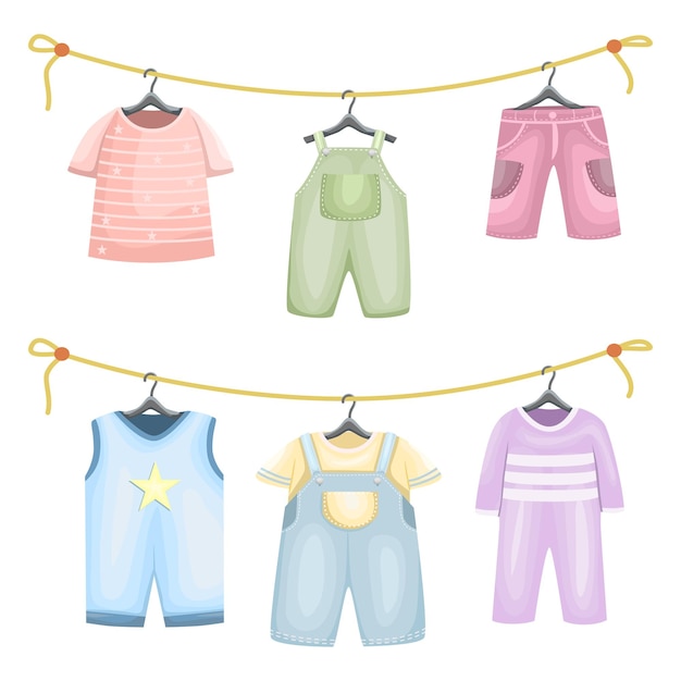 Vector cute boys clothing set