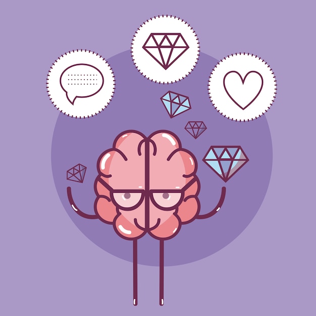 Cute brain cartoon card