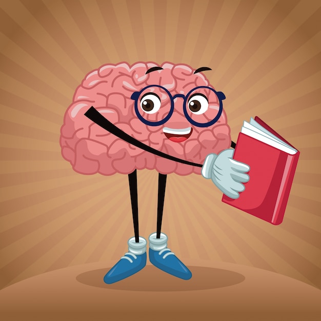 Vector cute brain cartoon