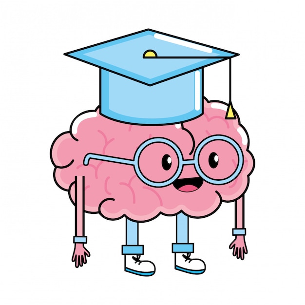 Vector cute brain cartoon