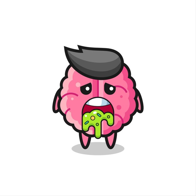 The cute brain character with puke , cute style design for t shirt, sticker, logo element