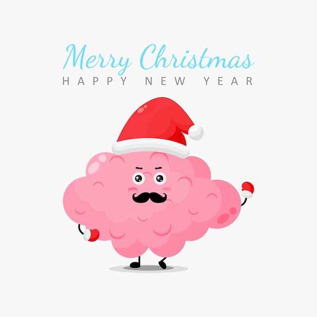 귀여운 두뇌 캐릭터는 당신에게 메리 크리스마스를 기원합니다