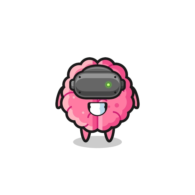 Cute brain using vr headset