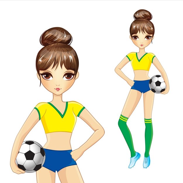 ベクトル かわいいブラジル サッカー少女ベクトル