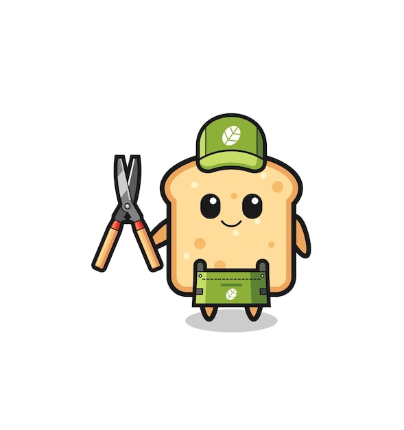 Cute bread as gardener mascot cute design