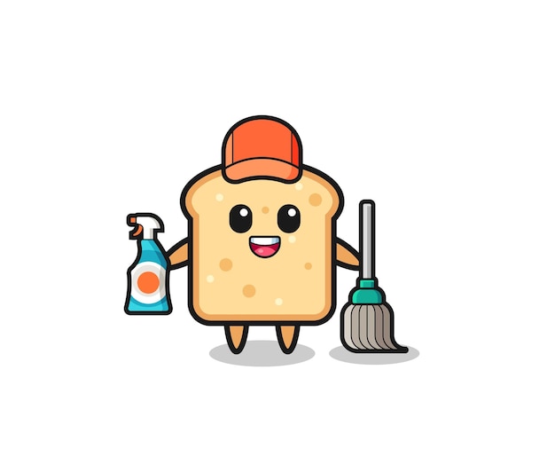 Cute bread character as cleaning services mascot cute design