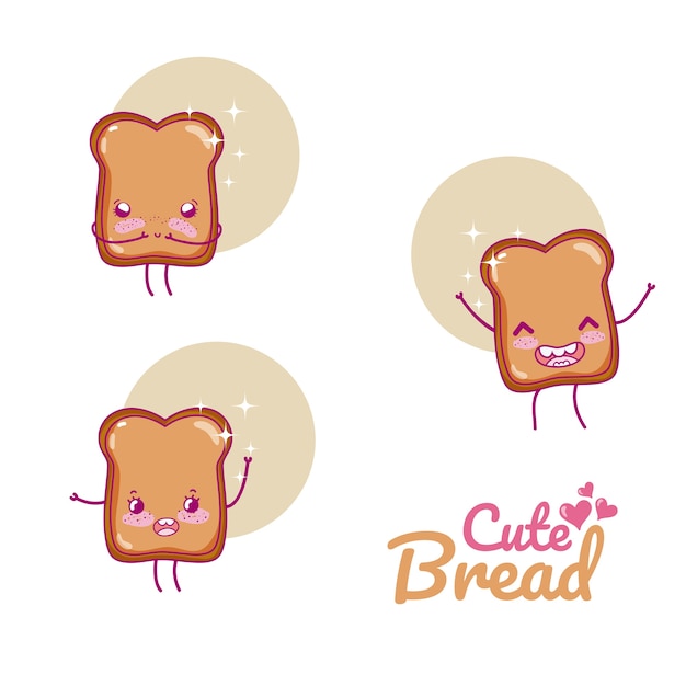 Vector cute bread kawaii cartoon