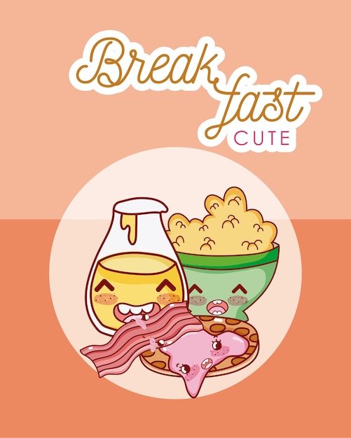 Cute breakfast kawaii cartoon