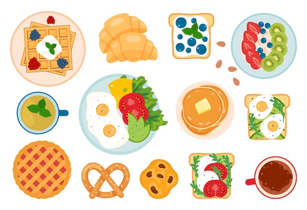 Vector cute breakfast set