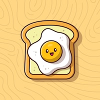 向量可爱的早餐烤面包和鸡蛋图标说明。早餐食物图标孤立的概念。平的卡通风格