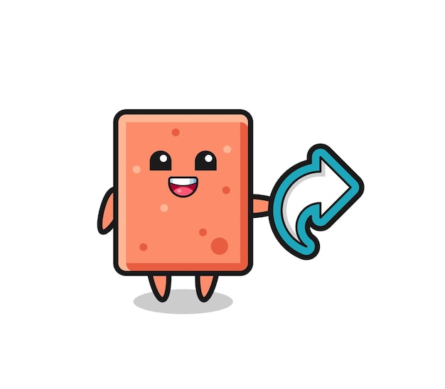 Cute brick hold social media share symbol