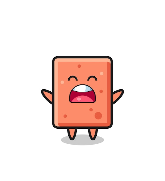 Cute brick mascot with a yawn expression