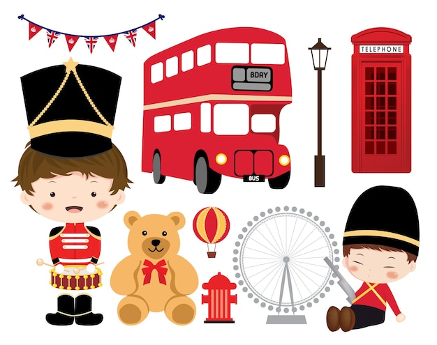 Cute British London Clipart Element