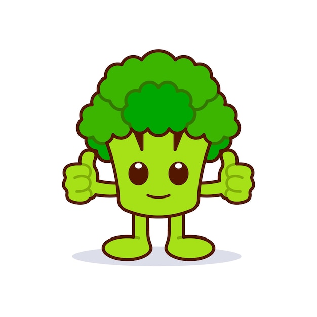 Cute Broccoli Character Giving Thumbs Up