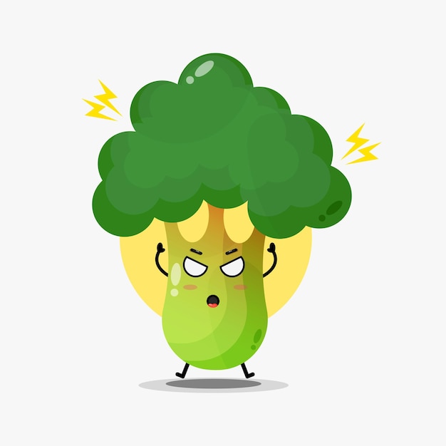 Cute broccoli character is angry