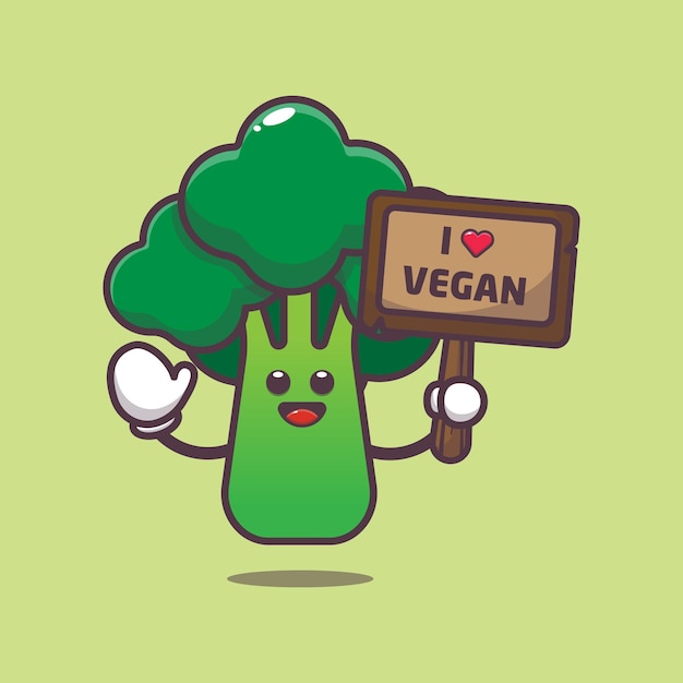 Cute broccoli with love vegan greeting