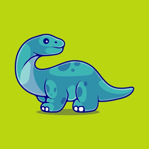 Симпатичная иллюстрация динозавра бронтозавра, подходящая для наклейки талисмана и дизайна футболки