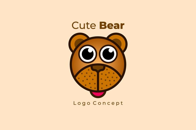 Vector cute brown bear logo concept for zoo, vet, or other animal related brand design concept