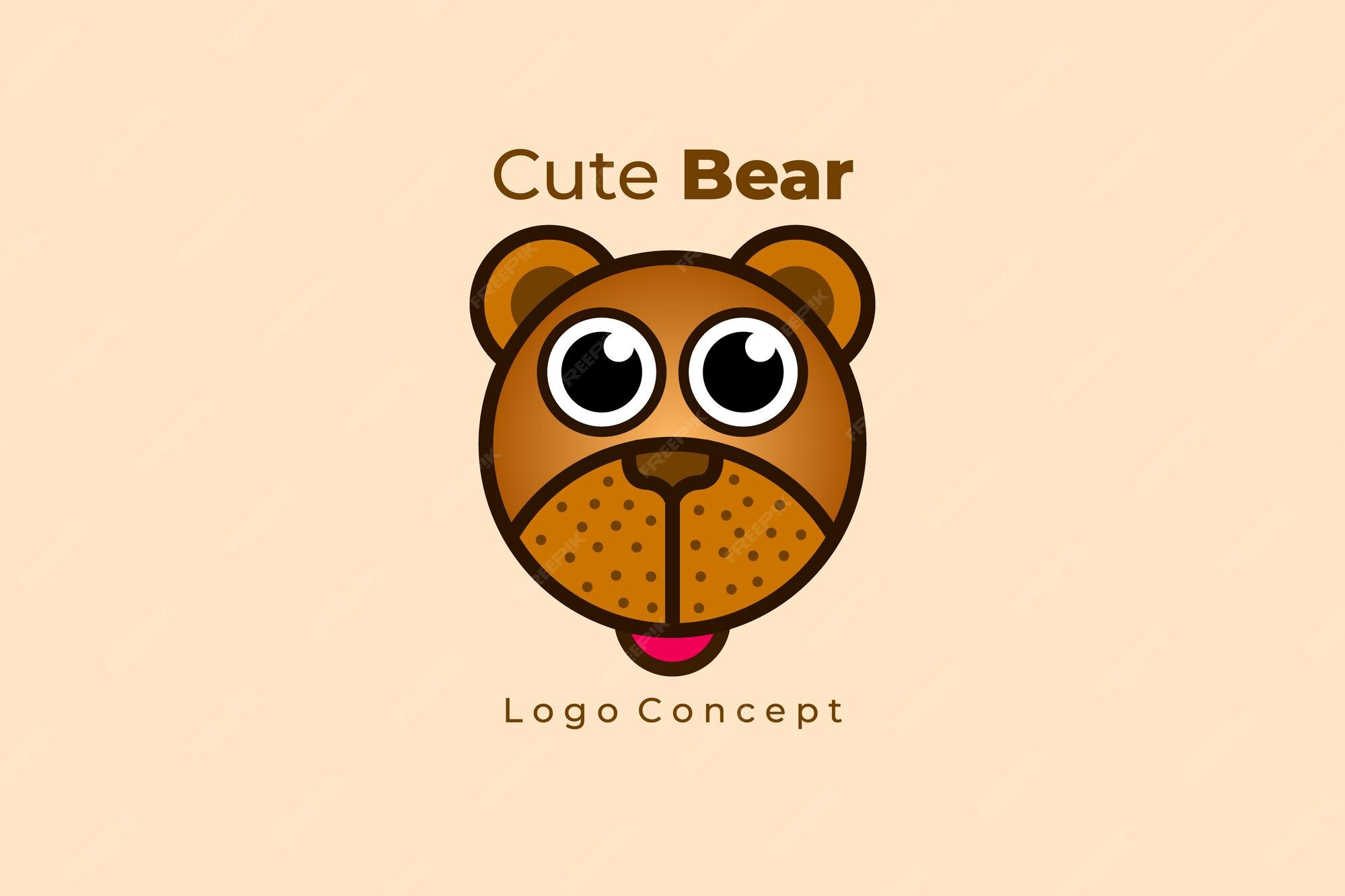 Premium Vector | Cute brown bear logo concept for zoo, vet, or other