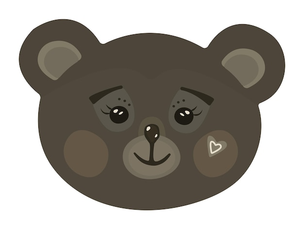 Cute brown bear muzzle cartoon illustration