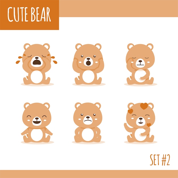 Cute brown bear sets two