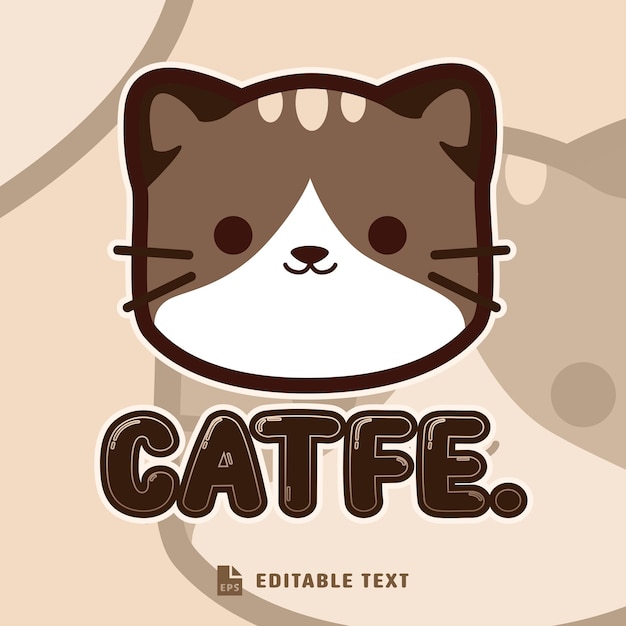 cute brown cat logo cartoon