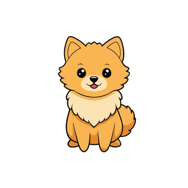 Vector cute brown color cartoon style dog sitting