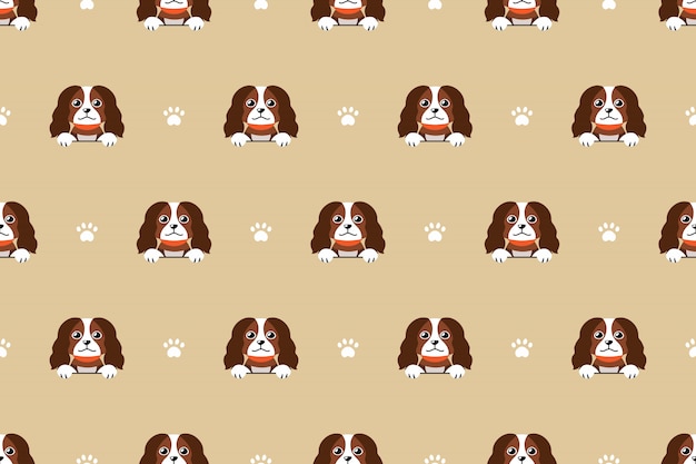 Vector cute brown dog seamless pattern background