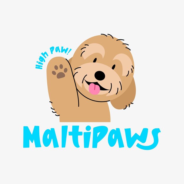 Cute brown matipoo puppy vector logo