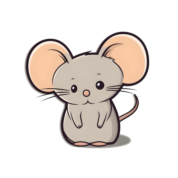 Симпатичная коричневая мышь с черным контуром