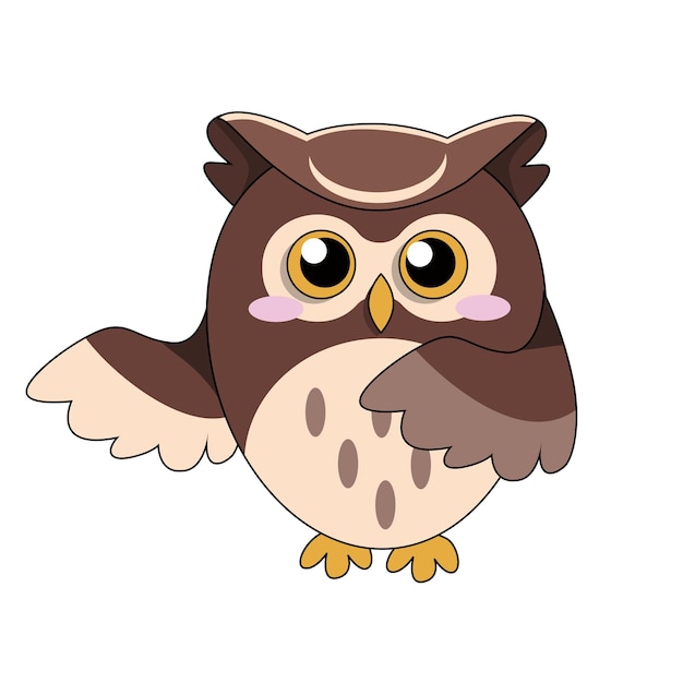 Cute brown owl in vector