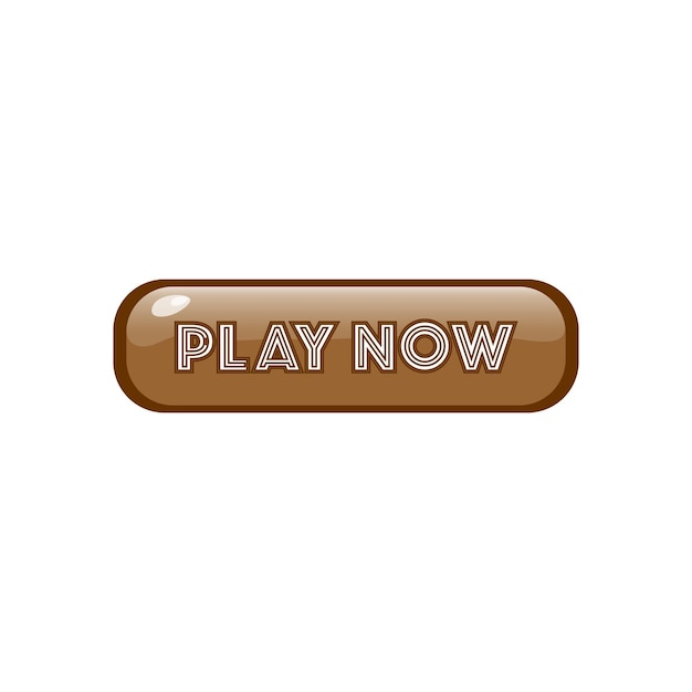 Vector cute brown play now button vector illustration on white background play now icon