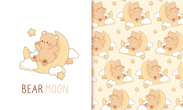 Cute brown Teddy bear seamless pattern for baby pattern wallpaper